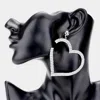Fashnzfab Metal Ball Rhinestone Open Heart Dangle Earrings - Rhodium In Metallic