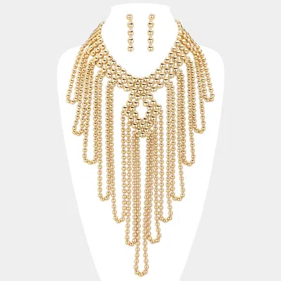 Fashnzfab Metal Ball Statement Necklace In Gold