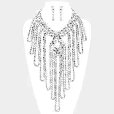 Fashnzfab Metal Ball Statement Necklace In Metallic