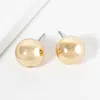 Fashnzfab Metal Ball Stud Earrings - Gold In Brown