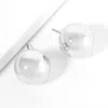 Fashnzfab Metal Ball Stud Earrings - Rhodium In Metallic