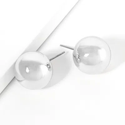 FASHNZFAB METAL BALL STUD EARRINGS - RHODIUM