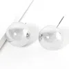 Fashnzfab Metal Ball Stud Earrings - Rhodium In Metallic