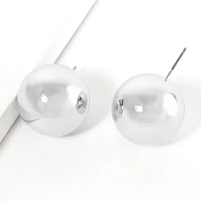 FASHNZFAB METAL BALL STUD EARRINGS - RHODIUM
