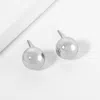 Fashnzfab Metal Ball Stud Earrings - Rhodium In Metallic