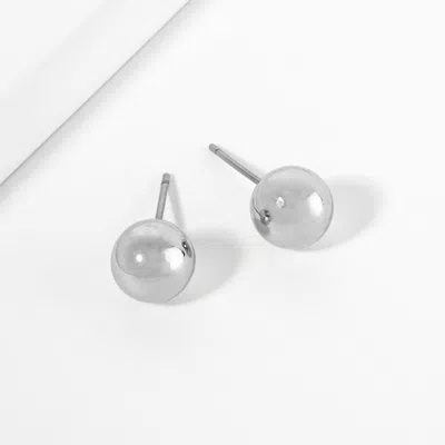 Fashnzfab Metal Ball Stud Earrings - Rhodium In Metallic