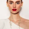 Fashnzfab Metal Ball Tip Tassel Twisted Open Choker Necklace In Gold