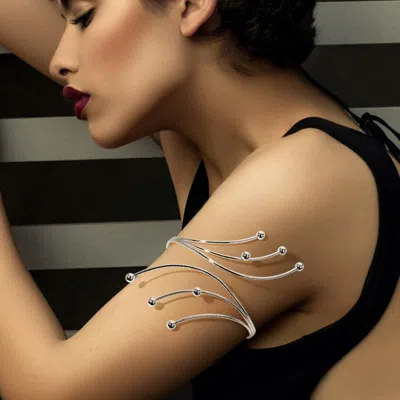 Fashnzfab Metal Ball Tip Wire Arm Cuff Bracelet In Multi