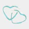 Fashnzfab Metal Ball Trimmed Heart Hoop Earrings In Blue