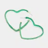 Fashnzfab Metal Ball Trimmed Heart Hoop Earrings In Green