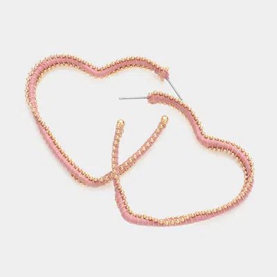 Fashnzfab Metal Ball Trimmed Heart Hoop Earrings In Multi