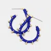 Fashnzfab Metal Ball Trimmed Thread Wrapped Teardrop Earrings In Blue