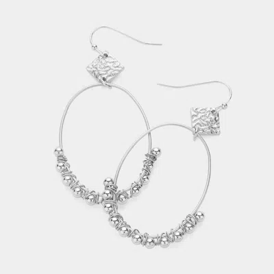 Fashnzfab Metal Ball Wrapped Pointed Wire Oval Dangle Earrings - Rhodium In Multi