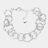 Fashnzfab Metal Bamboo Open Circle Link Bracelet Rhodium In Multi