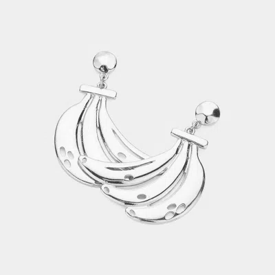 Fashnzfab Metal Banana Dangle Earrings - Rhodium In Metallic