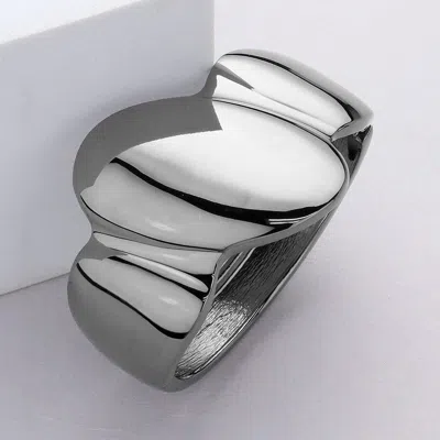 Fashnzfab Metal Bangle Hinged Bracelet Hematite In Silver