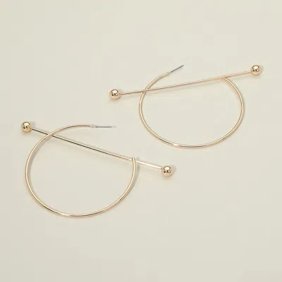 Fashnzfab Metal Bar Accent Geometric Hoop Earrings In Gold