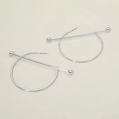 Fashnzfab Metal Bar Accent Geometric Hoop Earrings In Metallic