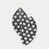 Fashnzfab Metal Bar Bling Glitter Star Pattern Accented Feather Earrings In Black