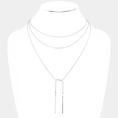 Fashnzfab Metal Bar Dangle Tip Layered Necklace In Multi