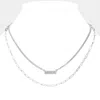 Fashnzfab Metal Bar Pointed Double Layere Necklace In Metallic