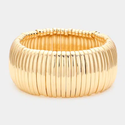 Fashnzfab Metal Bar Stretch Bracelet Gold