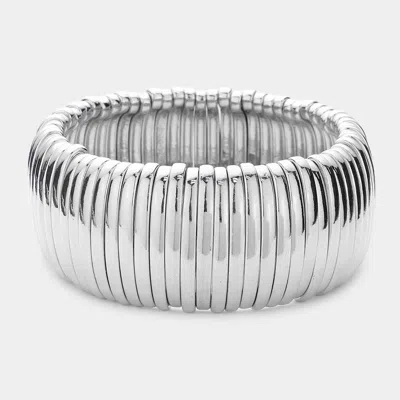 Fashnzfab Metal Bar Stretch Bracelet Rhodium In Multi