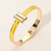Fashnzfab Metal Bar Tip Enamel Hinged Bangle Bracelet Gold, Yellow In Multi