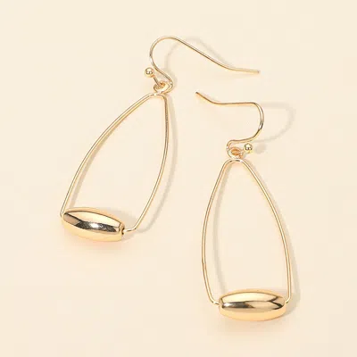 Fashnzfab Metal Bead Accent Teardrop Wire Frame Drop Earrings In Gold