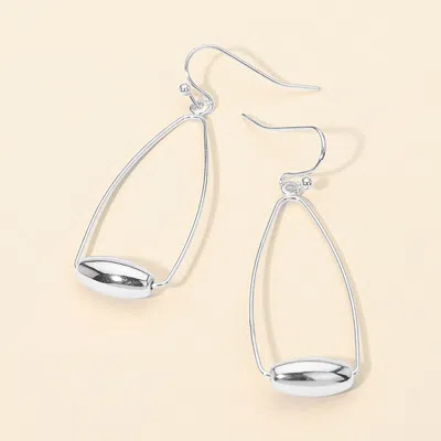 Fashnzfab Metal Bead Accent Teardrop Wire Frame Drop Earrings In Metallic