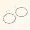 Fashnzfab Metal Beaded Open Circle Dangle Earrings In Metallic