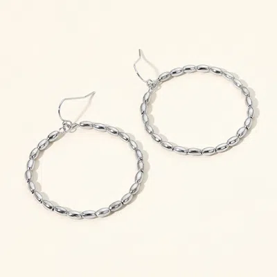 Fashnzfab Metal Beaded Open Circle Dangle Earrings In Metallic