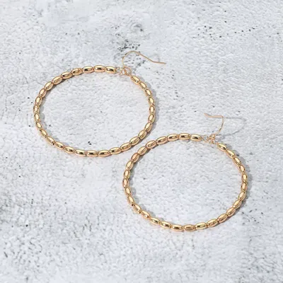 Fashnzfab Metal Beaded Ring Dangle Earrings In Gold