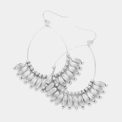 Fashnzfab Metal Beaded Teardrop Dangle Earrings In Metallic