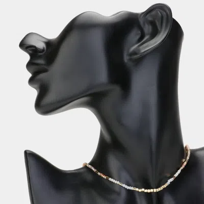 Fashnzfab Metal Beads Pointed Faceted Beaded Choker Necklace In Black