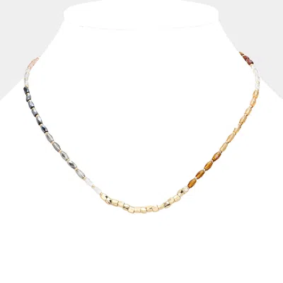 Fashnzfab Metal Beads Pointed Faceted Beaded Necklace In Multi