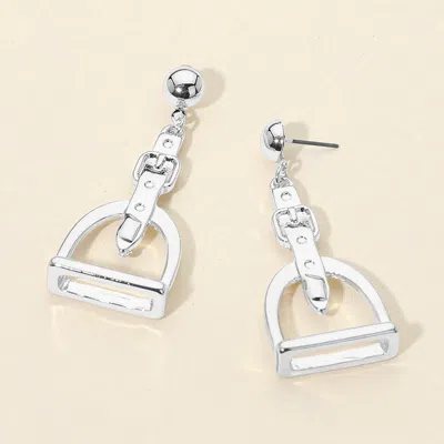 Fashnzfab Metal Belt Horsebit Drop Earrings In Multi