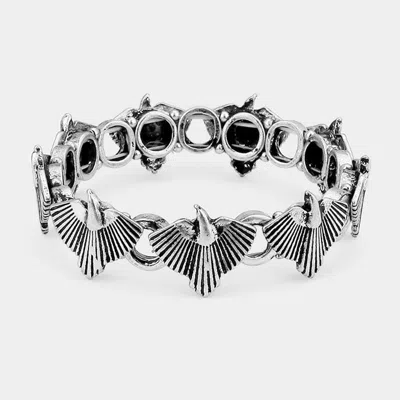 Fashnzfab Metal Bird Stretch Bracelet Silver Burnished In Black