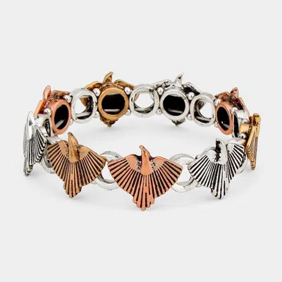 Fashnzfab Metal Bird Stretch Bracelet Three Tone In Multi