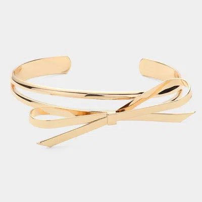 Fashnzfab Metal Bow Cuff Bracelet In Gold