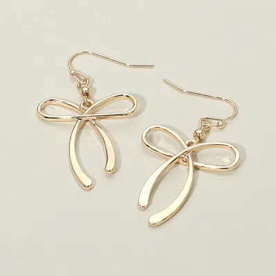 Fashnzfab Metal Bow Dangle Earrings In Gold