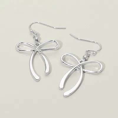Fashnzfab Metal Bow Dangle Earrings In Silver