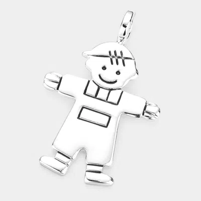 Fashnzfab Metal Boy Pendant In Silver