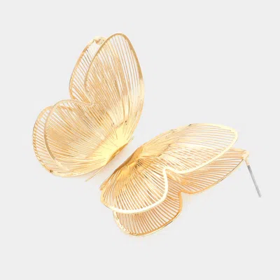 Fashnzfab Metal Brass Butterfly Earrings In Gold