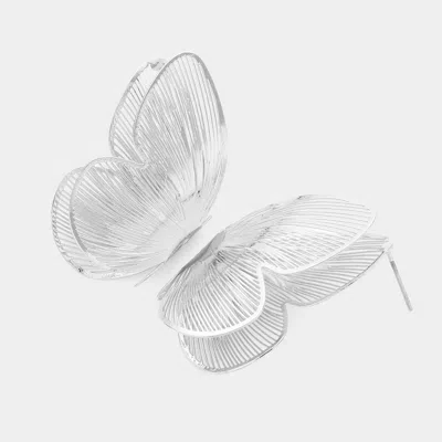 Fashnzfab Metal Brass Butterfly Earrings In Metallic