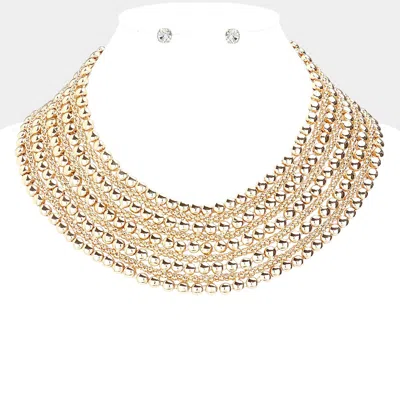 Fashnzfab Metal Bubble Bib Choker Necklace In Gold