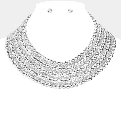 Fashnzfab Metal Bubble Bib Choker Necklace In Silver