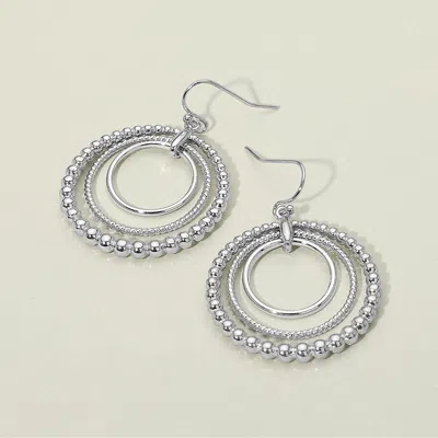 Fashnzfab Metal Bubble Layered Hoop Dangle Earrings In Metallic