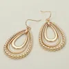 Fashnzfab Metal Bubble Layered Teardrop Dangle Earrings In Gold