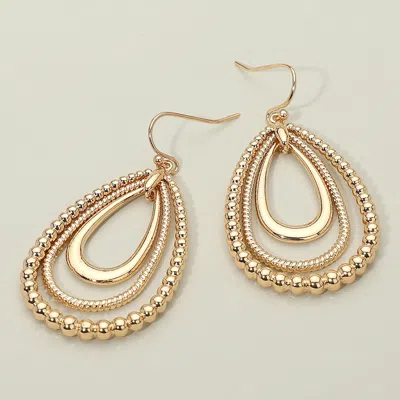 Fashnzfab Metal Bubble Layered Teardrop Dangle Earrings In Gold